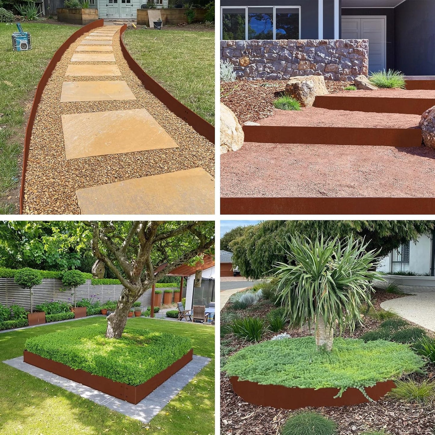 Heavy-Duty Cor-Ten Steel Landscape Edging (8" H x 40" L) - 6-Pack (20 Ft Total) | Pre-Rusted, Weatherproof Garden Border | Hammer-in, No Dig, Bendable Design for Lawns, Flower Beds & Trees