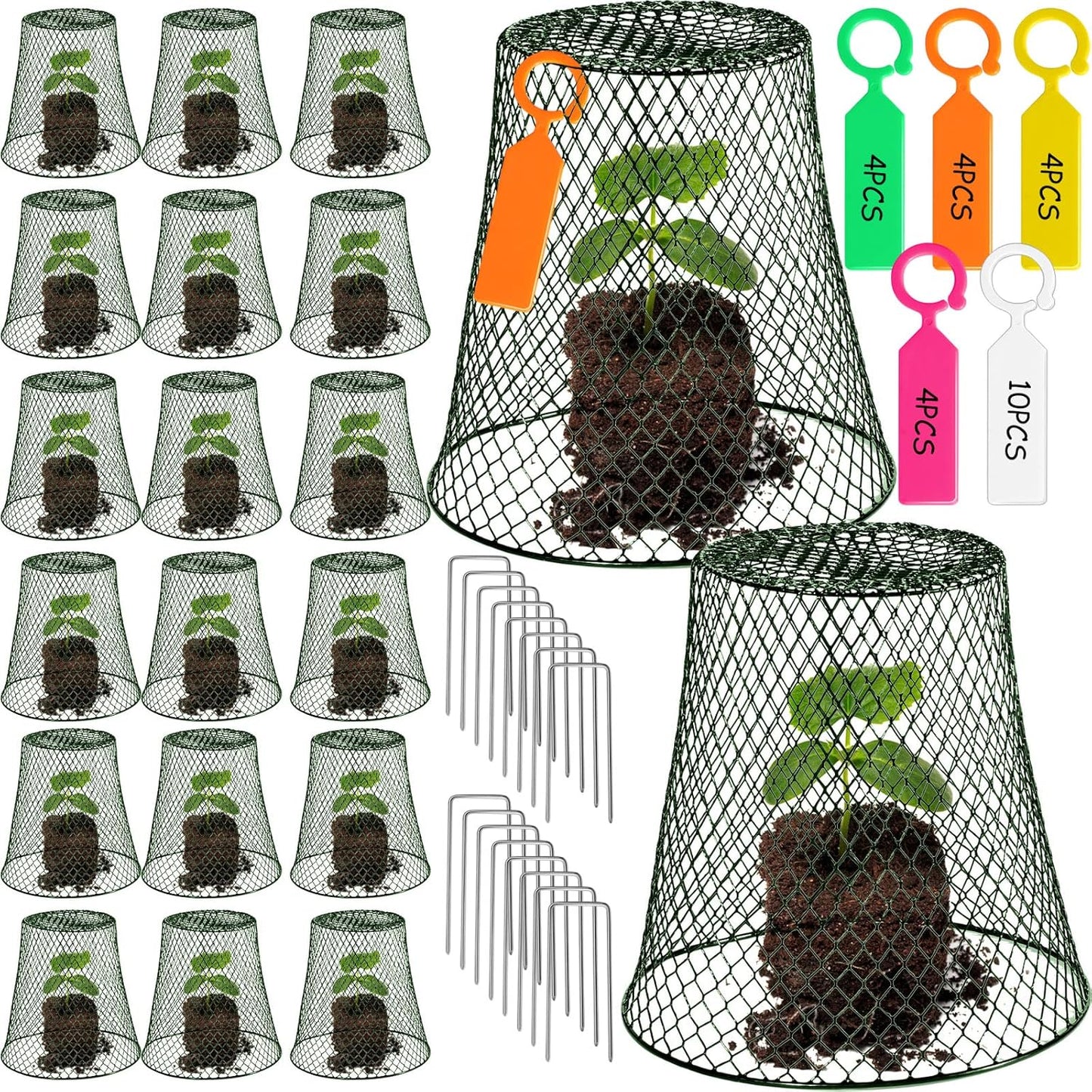 20 Pcs 9×9inch Chicken Wire Plant Covers Wire Garden Cloches Chicken Wire Cloche Plant Protector Metal Heavy Duty Garden Plant Cloche for Keeping Bunnies Chicken Squirrels Birds Other Out