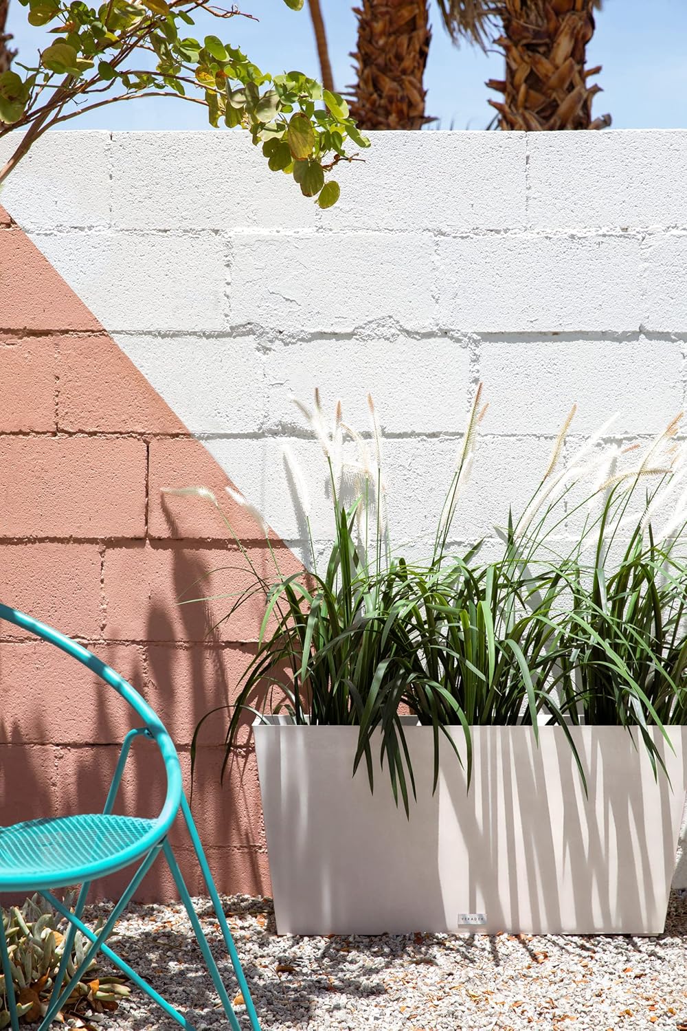 Veradek Pure Series Midori Trough Planter - Large Rectangular Planter for Indoor or Outdoor Deck/Porch | Durable All-Weather Use with Drainage Holes | Modern Decor for Shrubs, Flowers, Small Plants