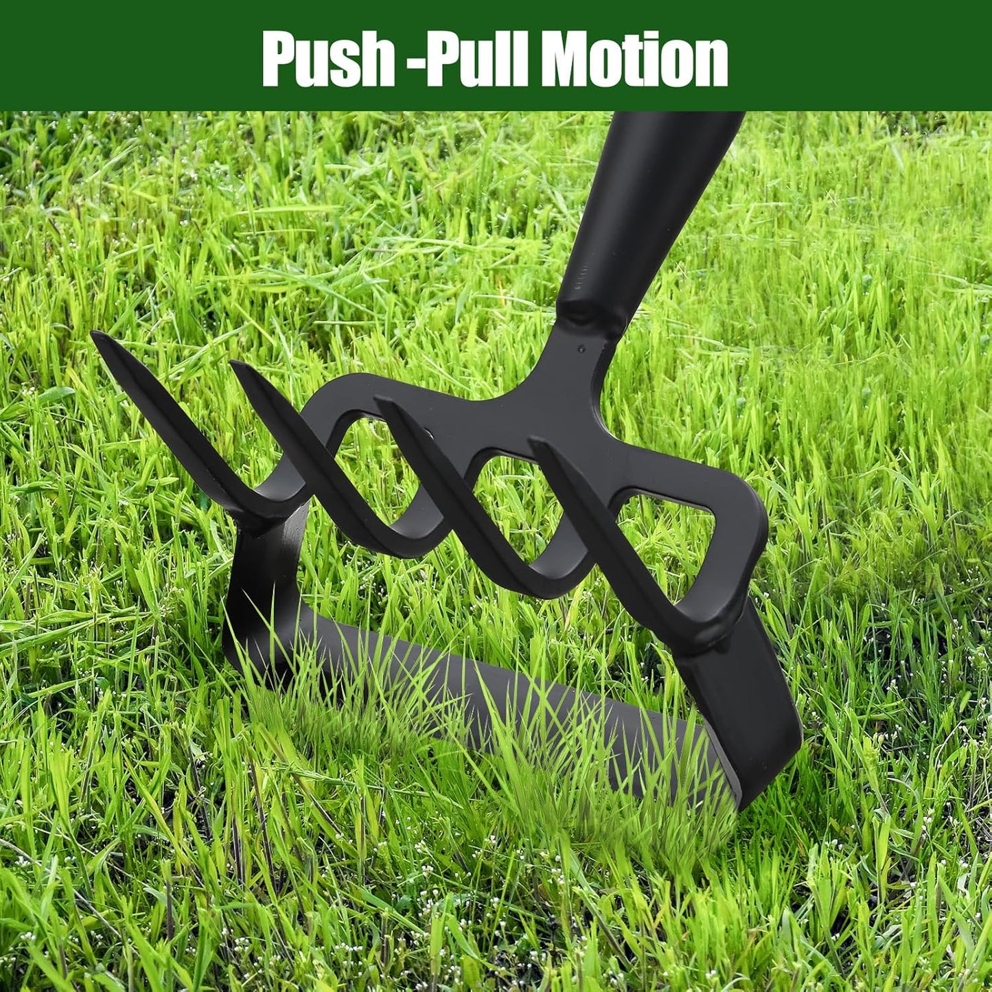 2-in-1 Garden Hoe Tool, Adjustable Length from 37 to 60inch, Ergonomic Design for Weeding and Raking, Durable and Rust-Proof Blade, Save Time and Effort