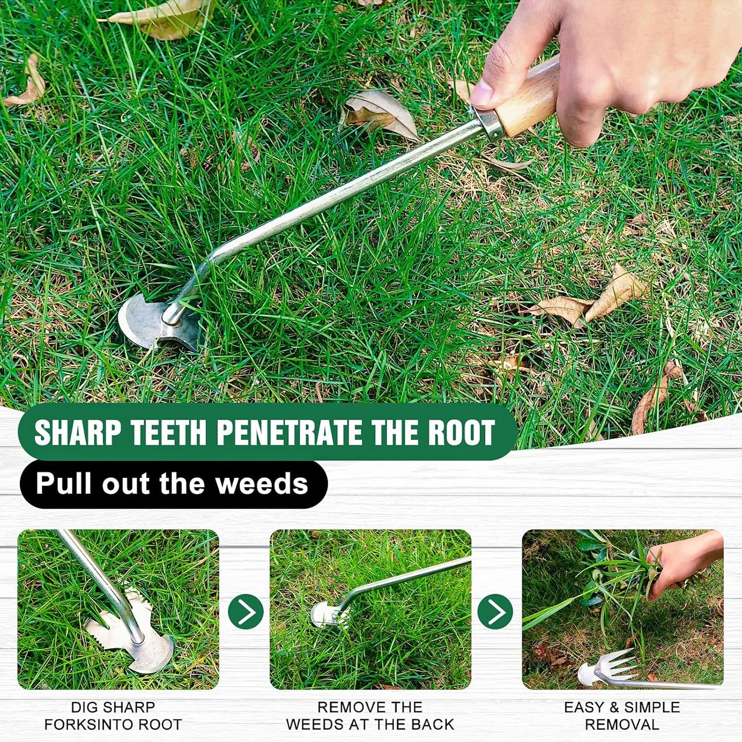 Hand Weeder Tool, Stainless Steel 2 Pcs Weeder Tool for Garden and Farm,Weeding Tool for Gardening,Garden Weeder, Weed Pulling Tool, Weed Puller Tool