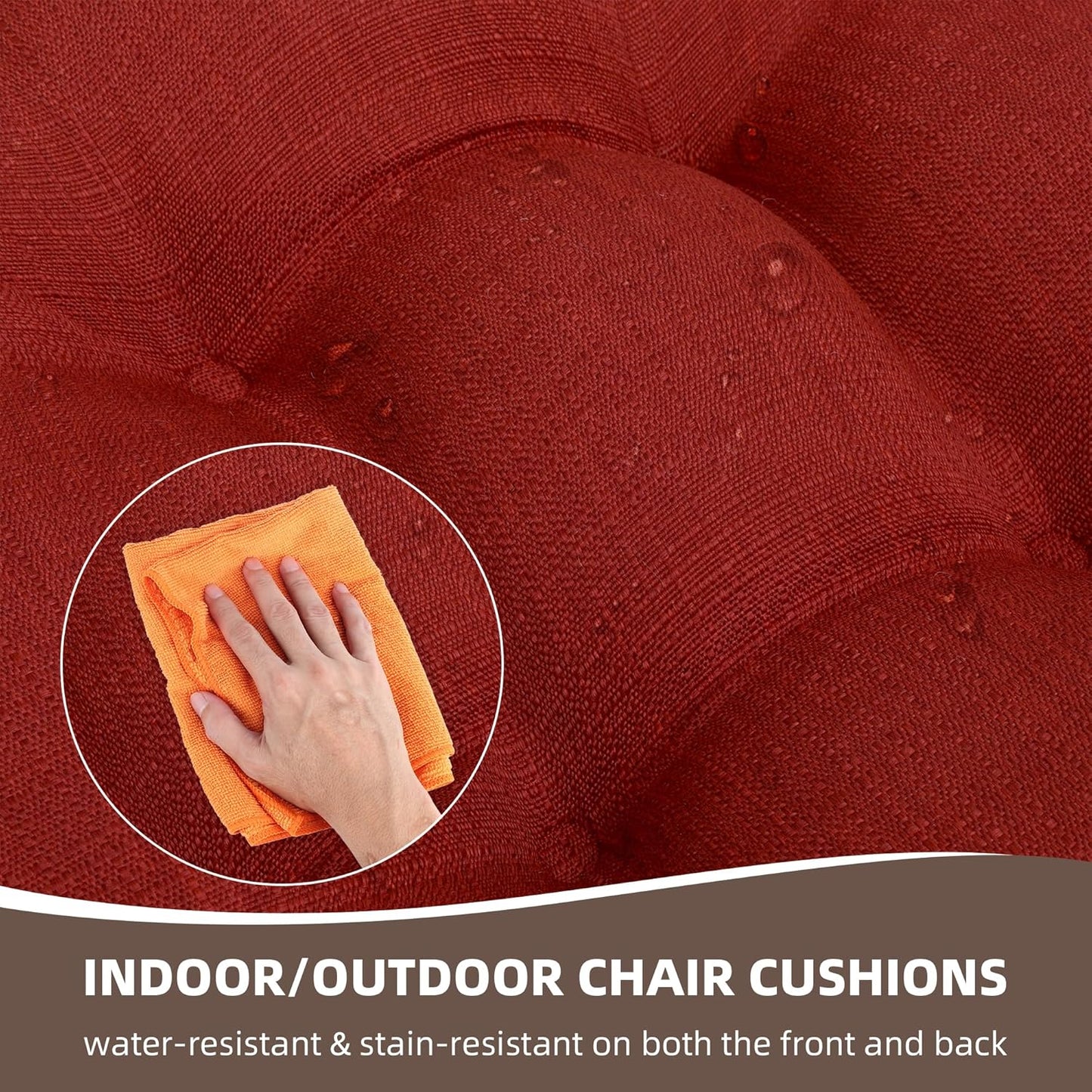 RACE LEAF Chair Cushions 19" x 19" Red - Outdoor/Indoor Patio Cushions Set of 2 - Replacement Cushions for Chairs and Seating - Chair Seat Pads for Porch, Deck, and Garden Seats