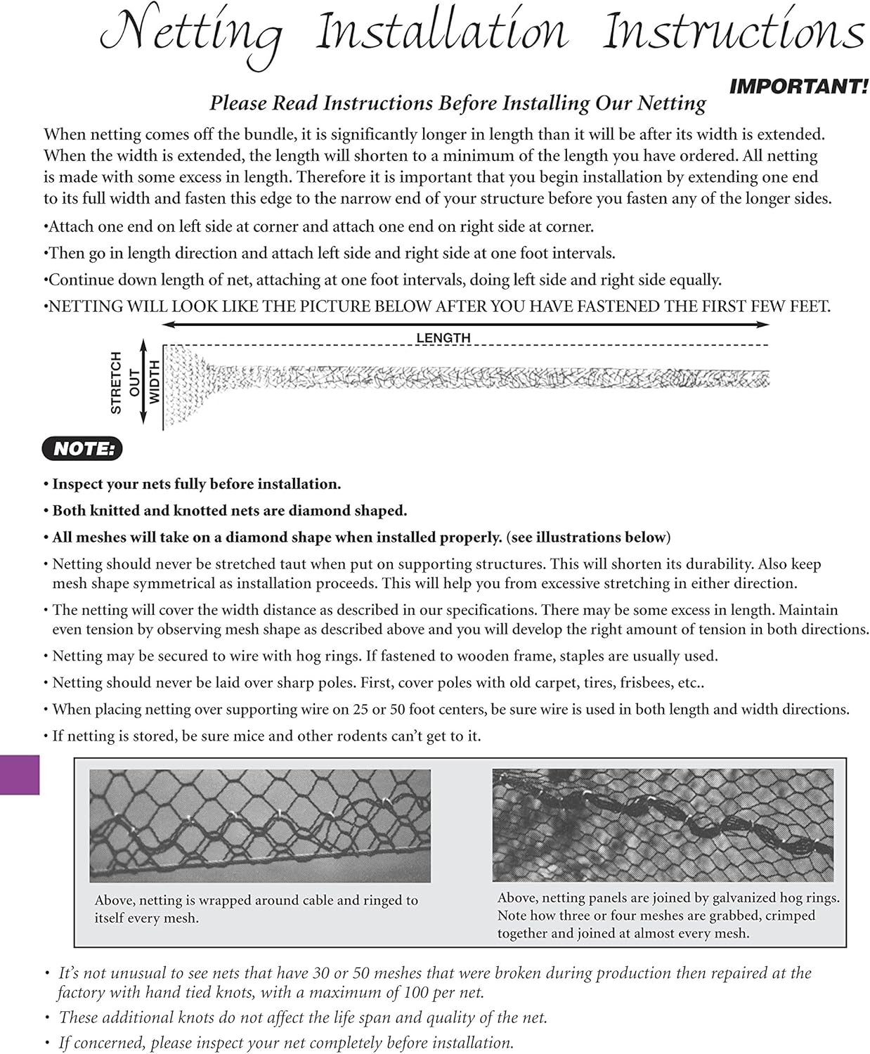 Aviary Netting Heavy Knotted 2 inch Poultry Net (50 ft x 100 ft)