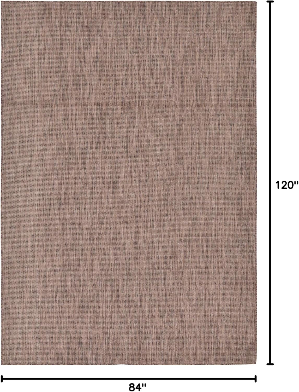 Unique Loom Collection Casual Transitional Solid Heathered Indoor/Outdoor Flatweave Area Rug (7' 1" x 10' Rectangle, Light Brown/Ivory)