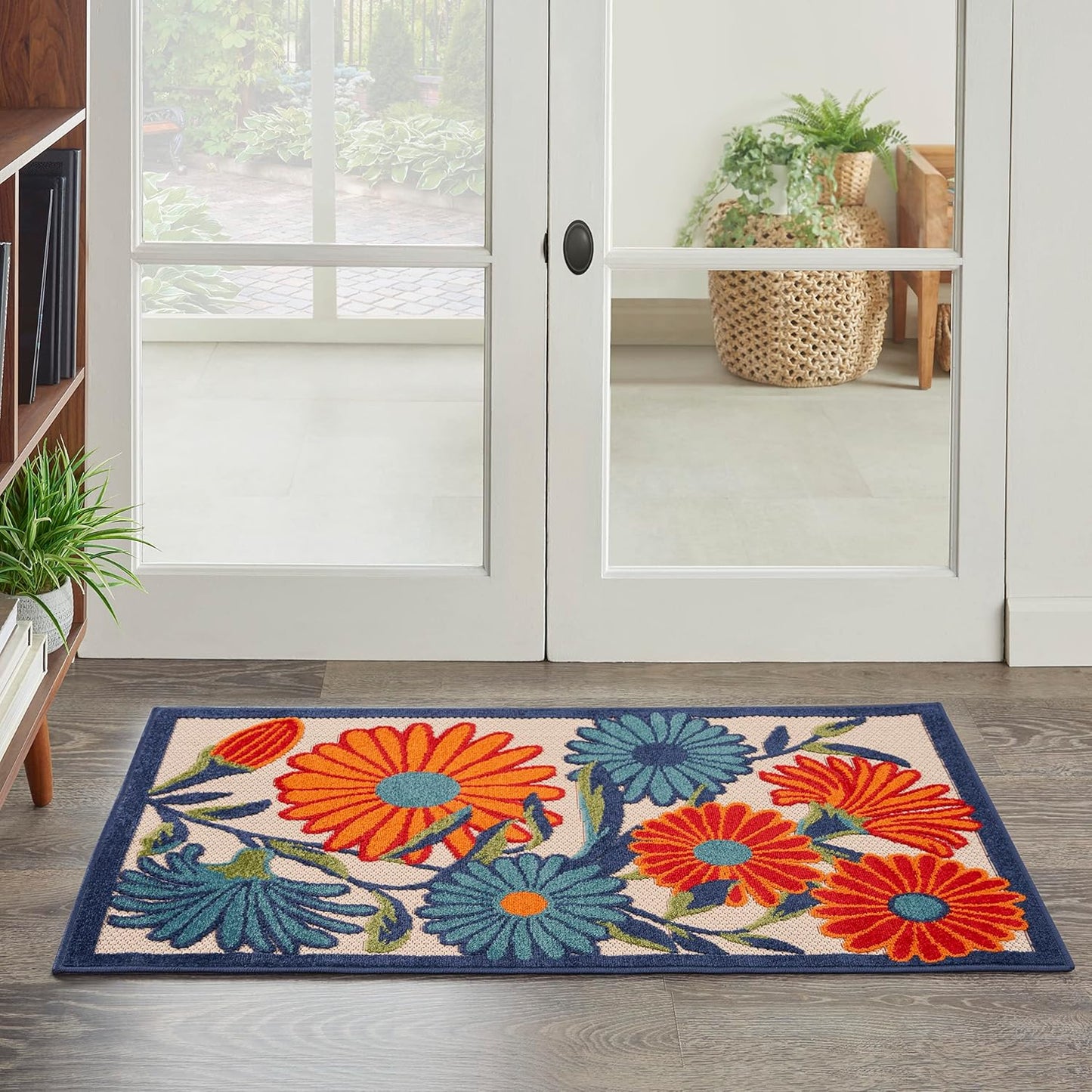 Nourison Home Aloha Indoor-Outdoor Modern Multicolor 2'8" x 4' Area Rug, Easy Cleaning, Non Shedding, Bed Room, Living Room, Dining Room, Backyard, Deck, Patio (3x4)