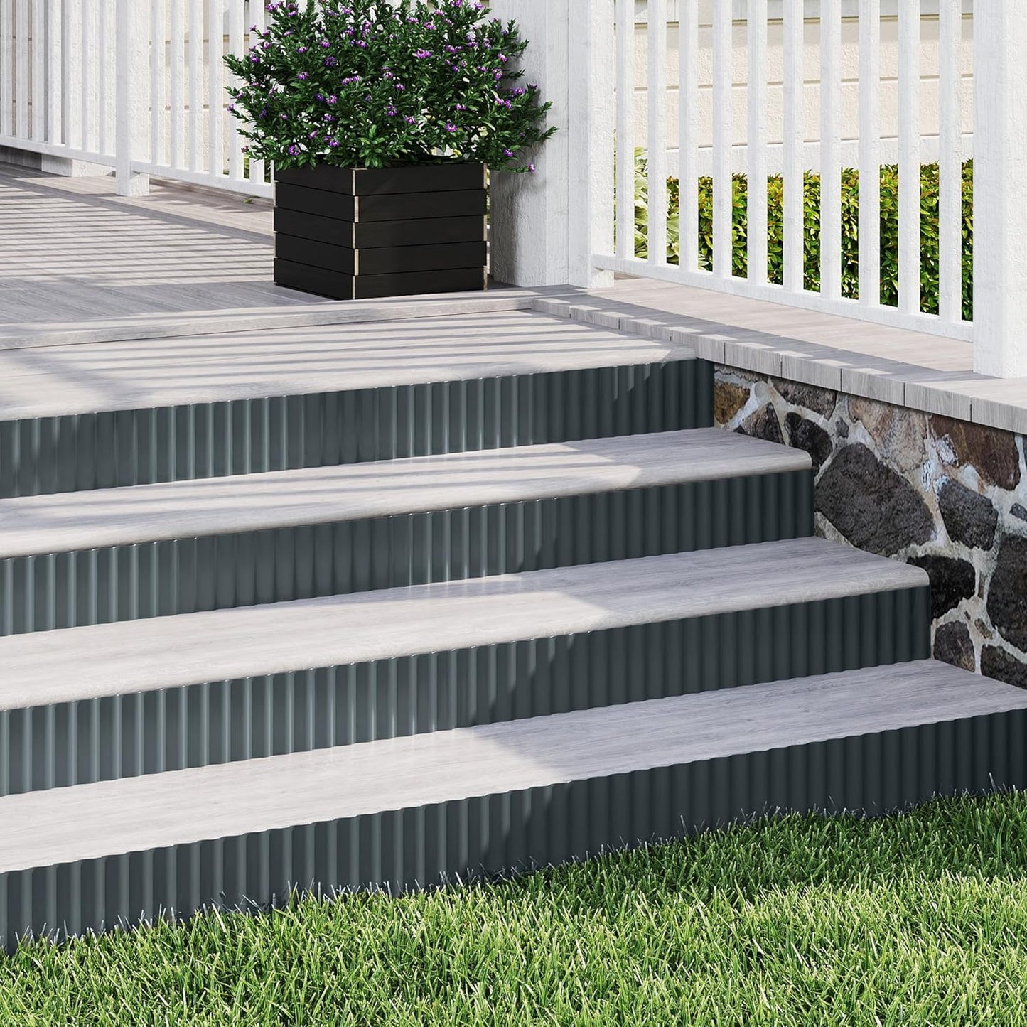 Metal Garden Edging Border, Corrugated Steel Landscaping, DIY for Lawn (Black, 10 Inch x 20FT)