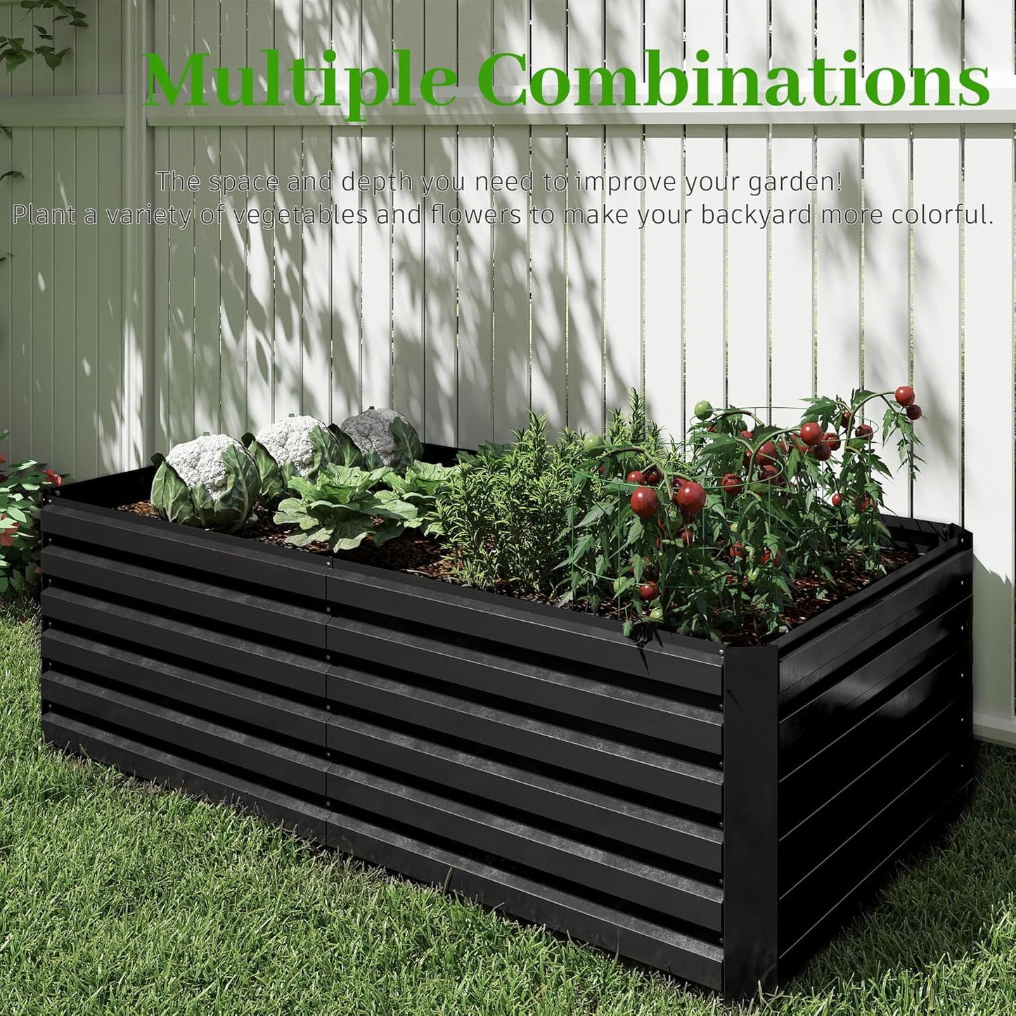 8x4x2 ft Outdoor Raised Garden Bed, Large Metal Planter Raised Beds, Planters for Outdoor Plants for Vegetables, Flowers, Herbs, Fruits, and Succulents.(4 Pcs)