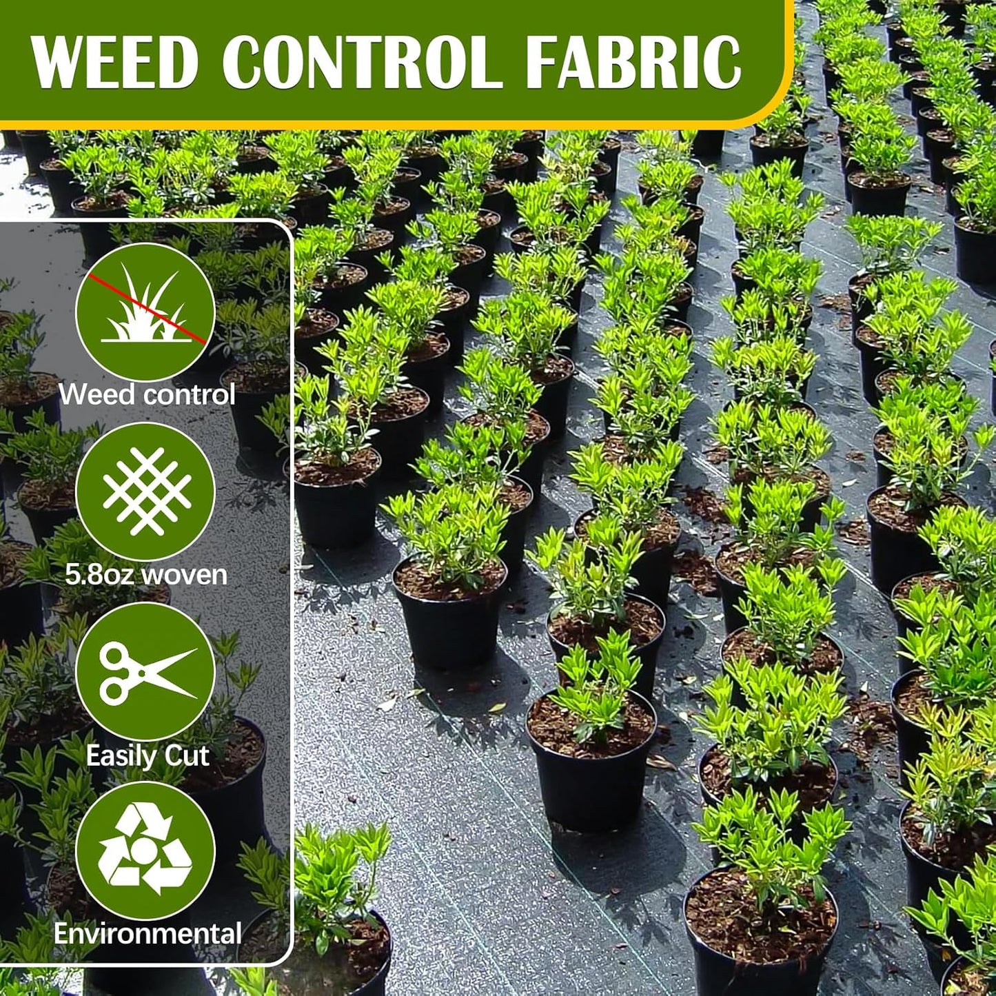 KAKO 3x300FT Weed Barrier Fabric Heavy Duty, Weed Barrier Landscape Fabric, Garden Weed Barrier Fabric, Garden Weed Barrier Fabric Weed Cloth for Garden Fabric, Landscaping Fabric, Driveway Fabric