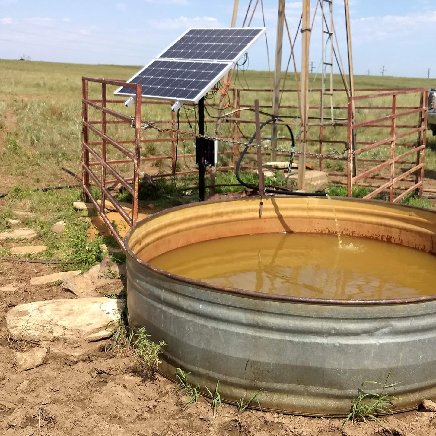 3-Year Warranty Solar Water Pump 24VDC | Stainless Steel 316 Deep Submersible Pump for Boreholes, Ponds | 165ft Head, 5.7GPM, MPPT Controller,JS3-1.3-50