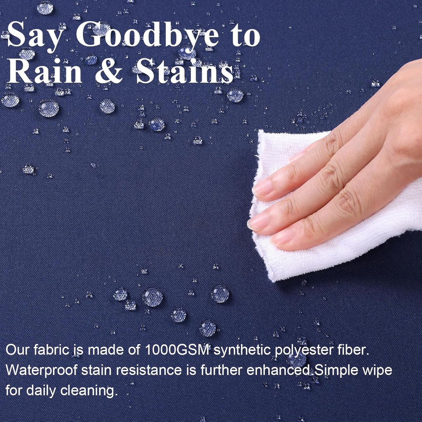 Outdoor Chair Cushions Set of 2 for Patio Furniture 24x24x4 Inch Waterproof Patio Chair Cushion 3 Year Color Fastness Square Elastic Foam Garden Sofa Couch Pads with Ties and Handle,Blue