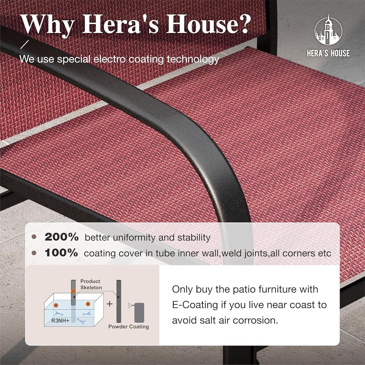 HERA'S HOUSE Red Patio Dining Sets for 8, Extendable Outdoor Table and Chairs Set, 9 Pieces Rectangular Metal Table Chairs for Patio Lawn Garden Porch