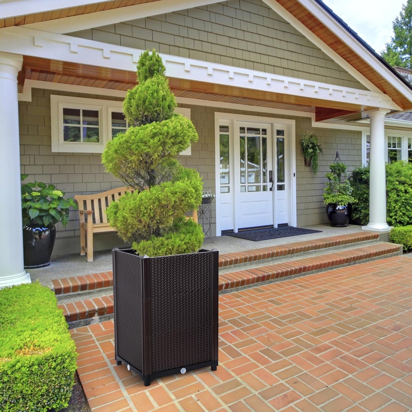 D'vine Dev Raised Patio Planter Box - Elevated Planter with Drainage Plug Raised Garden Beds for Growing Flowers, Herbs, Vegetables - Outdoor Standing Gardening Kit, Set of 1, RGB-D-1