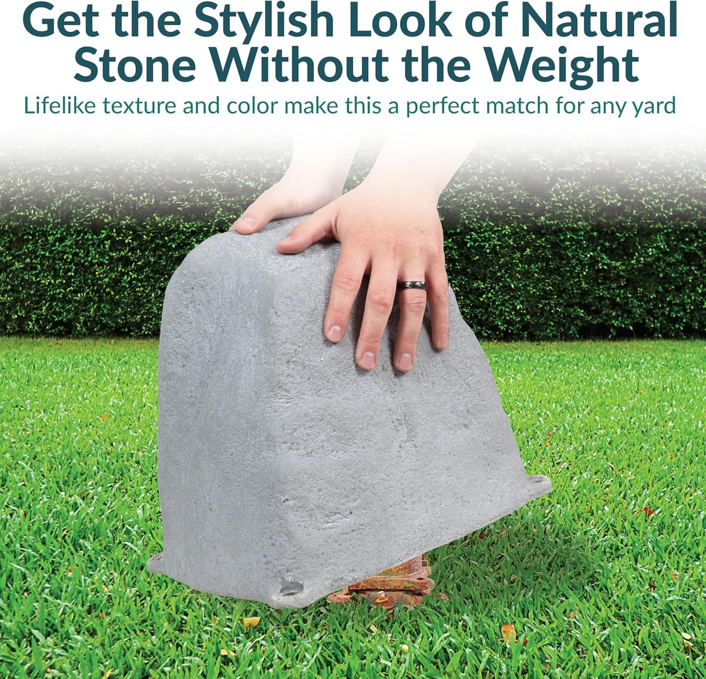 Sunnydaze 11" H Polyresin Faux Landscape Rock Cover - Lightweight Fake Rock Well Pump Cover for Outside - Gray - 2-Pack