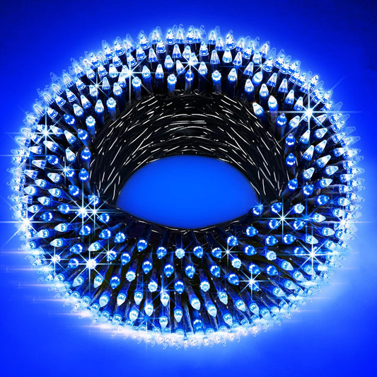 300LED Christmas Lights Indoor Outdoor Use Green Wire, 8 Lighting Modes 100FT Christmas Tree Lights with Timer & Memory, IP44 Waterproof for Tree Xmas Patio Yard Fence Balcony Garden Decor Blue