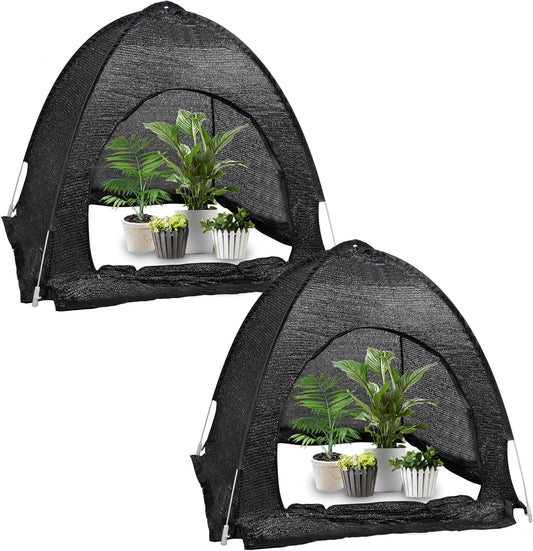 winemana 2 Pcs 70% Plant Shade Tent for Garden, 33.5x35.5x31.5 inch Sun Shade Netting Cloth for Outdoor Plants, Pop Up Net Cover UV Resistant, Insect Animal Protective Covers for Vegetable Fruit Crops