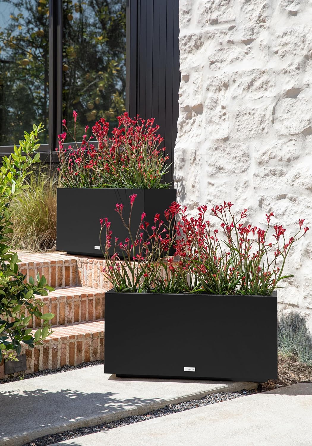 Veradek Block Series Long Box Planter - Large Rectangular Planter for Indoor or Outdoor Patio/Porch | Durable All-Weather Use with Drainage Holes | Modern Décor for Tall Plants, Flowers or Shrubs