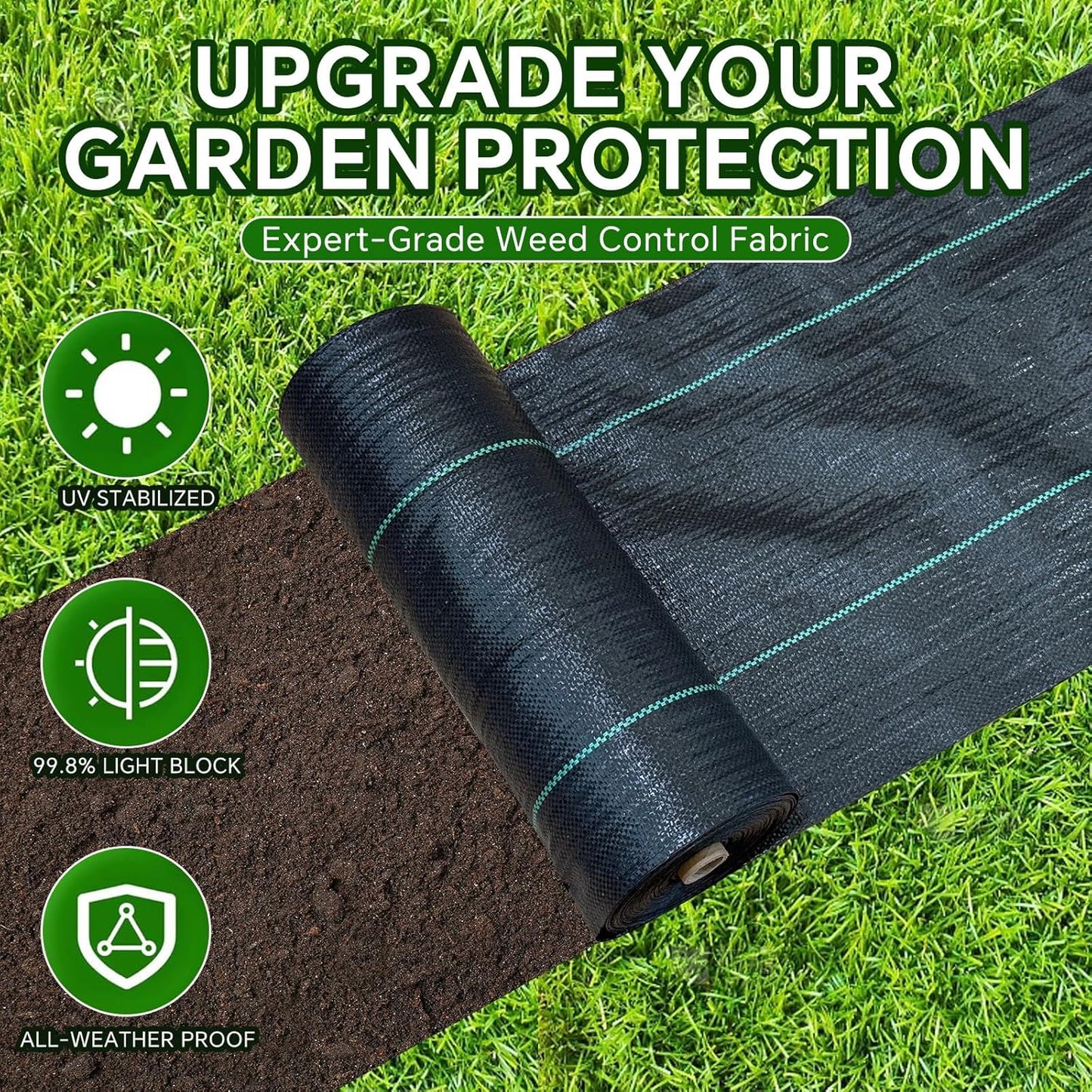 Weed Barrier Landscape Fabric Heavy Duty,3.2 OZ Premium Garden Weed Blocker Fabric for Weed Control, Plastic Ground Cover with Woven Weed Cloth,Durable Landscaping Fabric (2.8 X 50FT)