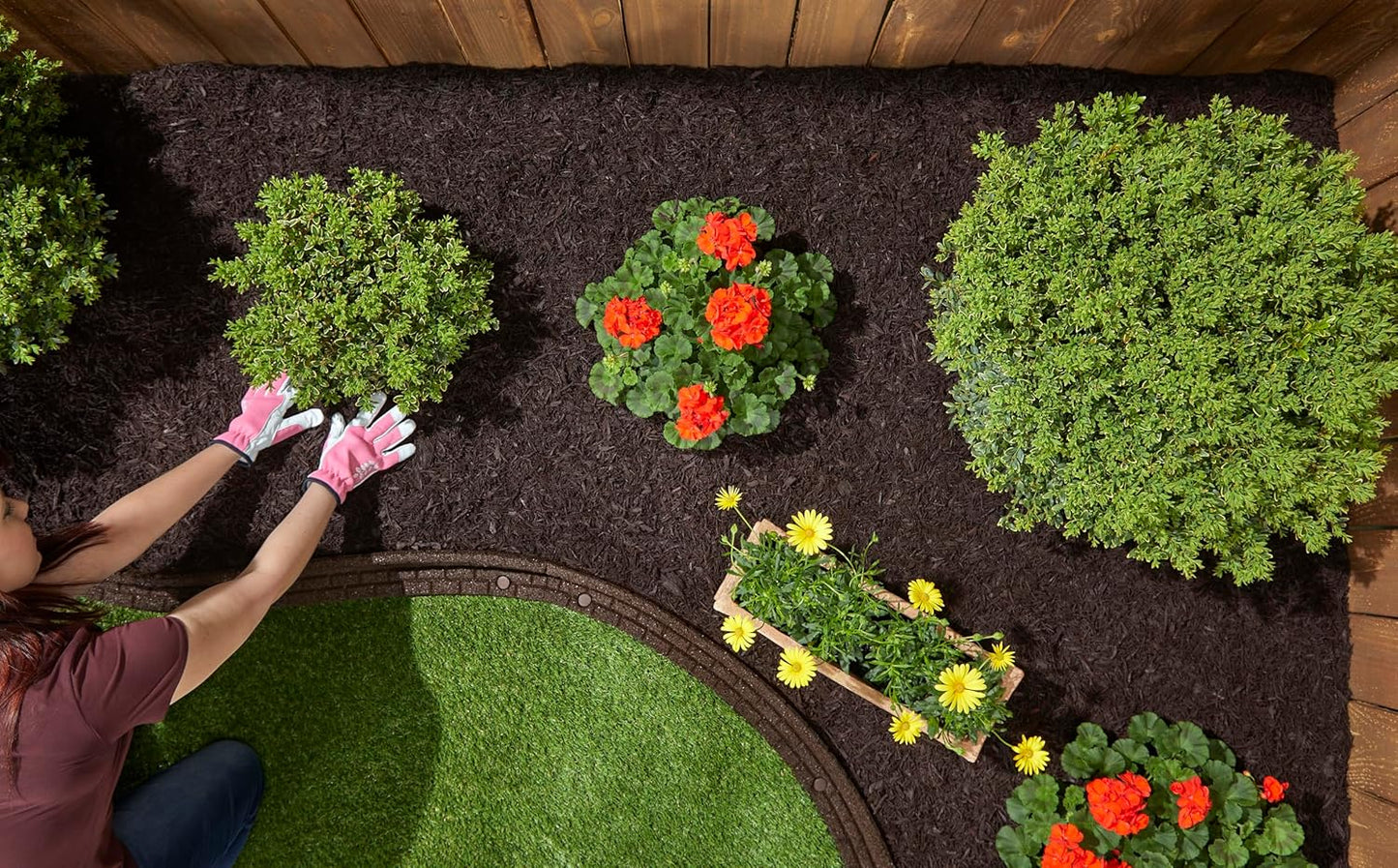 Rubberific Premium Shredded Rubber Mulch for Gardens, Lawns, and Landscaping | Long Lasting Color | Looks Like Natural Wood Mulch (37.5 CU. CT. - 675 LBS, Brown)