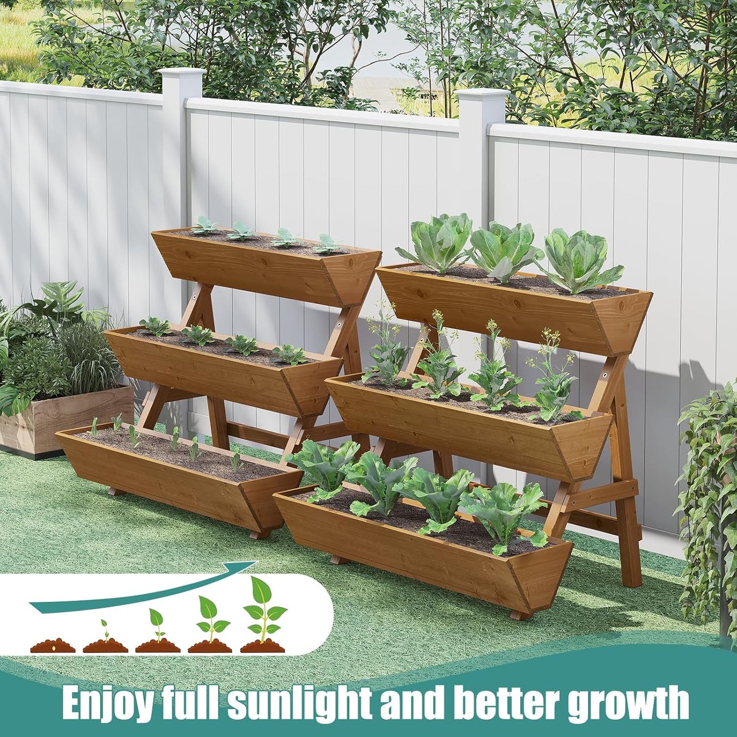 Raised Garden Bed, 3 Tier Vertical Garden Planter for Indoor & Outdoor, Raised Planter Box with Legs