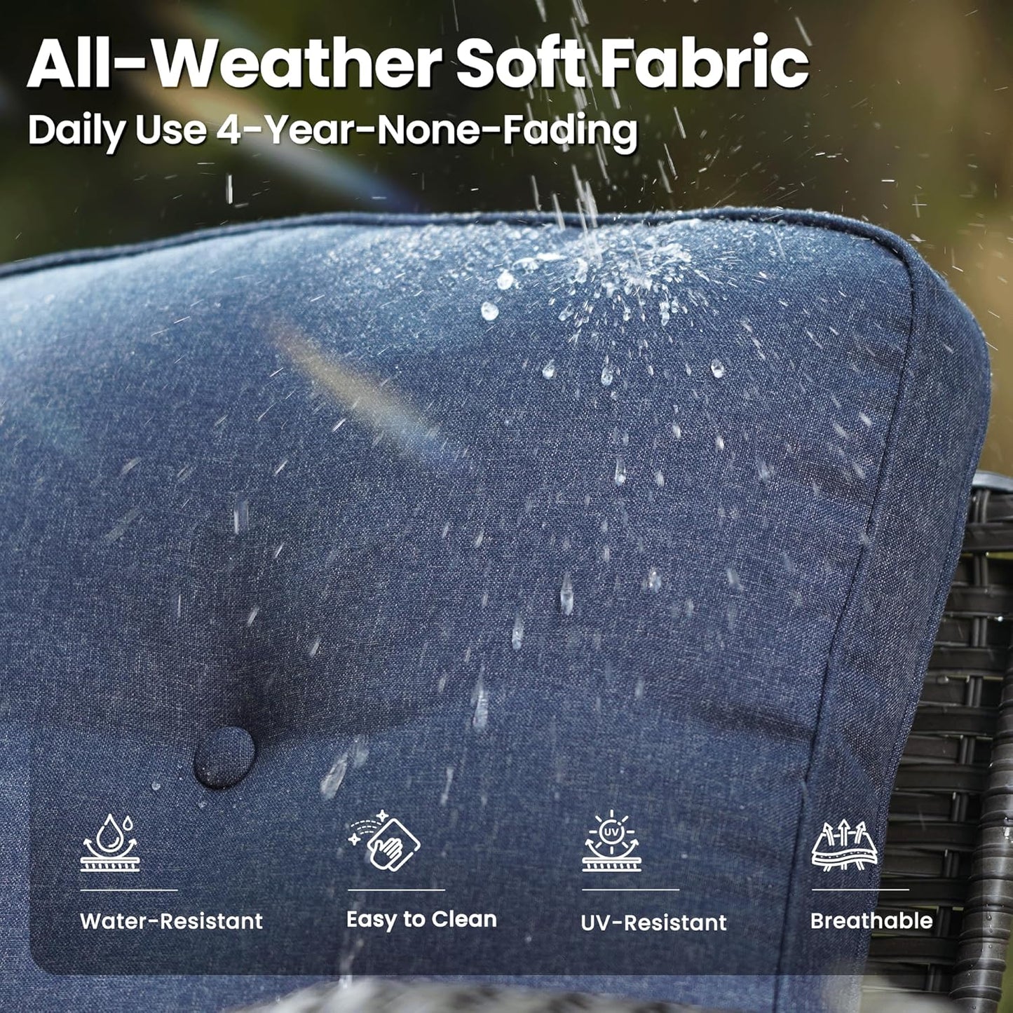 ovios 8 Pieces Patio Furniture Set, Outdoor Wicker Sofa with Swivel Chairs, Coffee Table, All Weather High Back Rattan Loveseat Couch with Comfy Cushions, Denim Blue