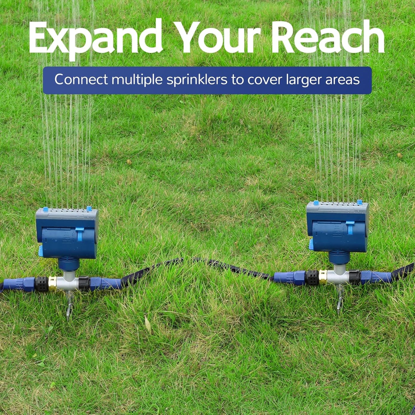 Airthereal Oscillating Sprinkler with Metal Step Spike and Quick Connect Adapter Set, Control Watering Range, Width, and Flow Rate, Covers up to 4,069 sq.ft., AquaVive SR16 [2-Pack]