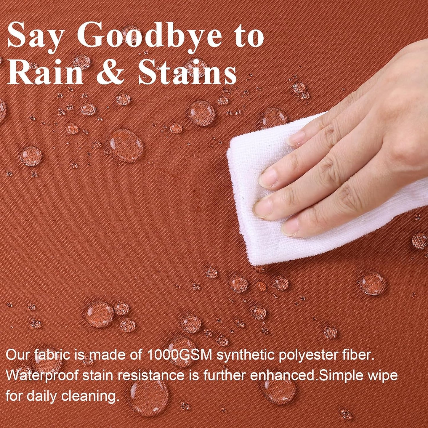 Outdoor Chair Cushions Set of 2 for Patio Furniture 22x22x4 Inch Waterproof Patio Chair Cushion 3 Year Color Fastness Square Elastic Foam Garden Sofa Couch Pads with Ties and Handle,Spice