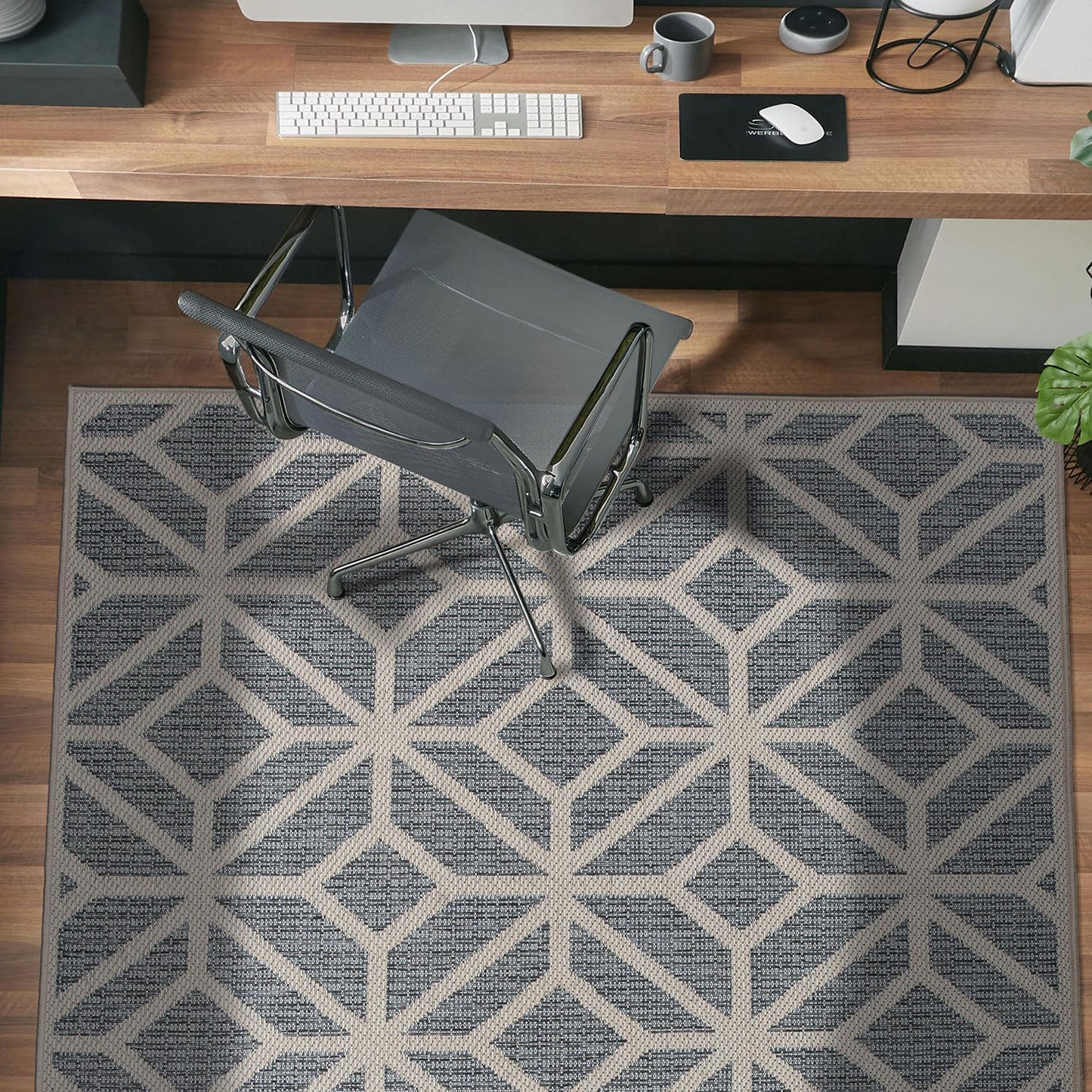 Rugshop Contemporary Geometric Indoor/Outdoor Area Rug 4' X 6' Blue
