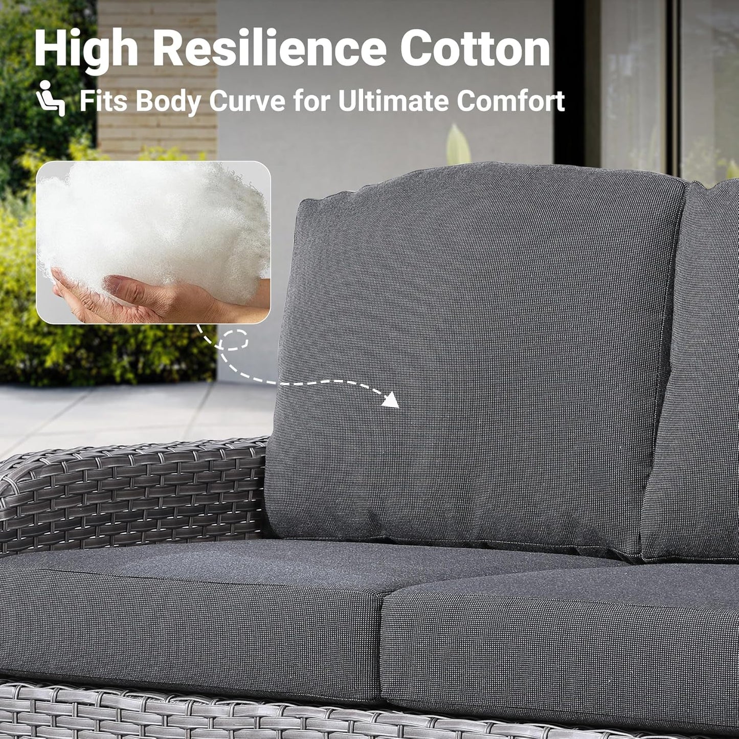 ovios 4 Pieces Patio Furniture Set, Outdoor Wicker Sofa with Coffee Table, Chairs, All Weather High Back Rattan Loveseat Couch with Comfy Cushions, Black