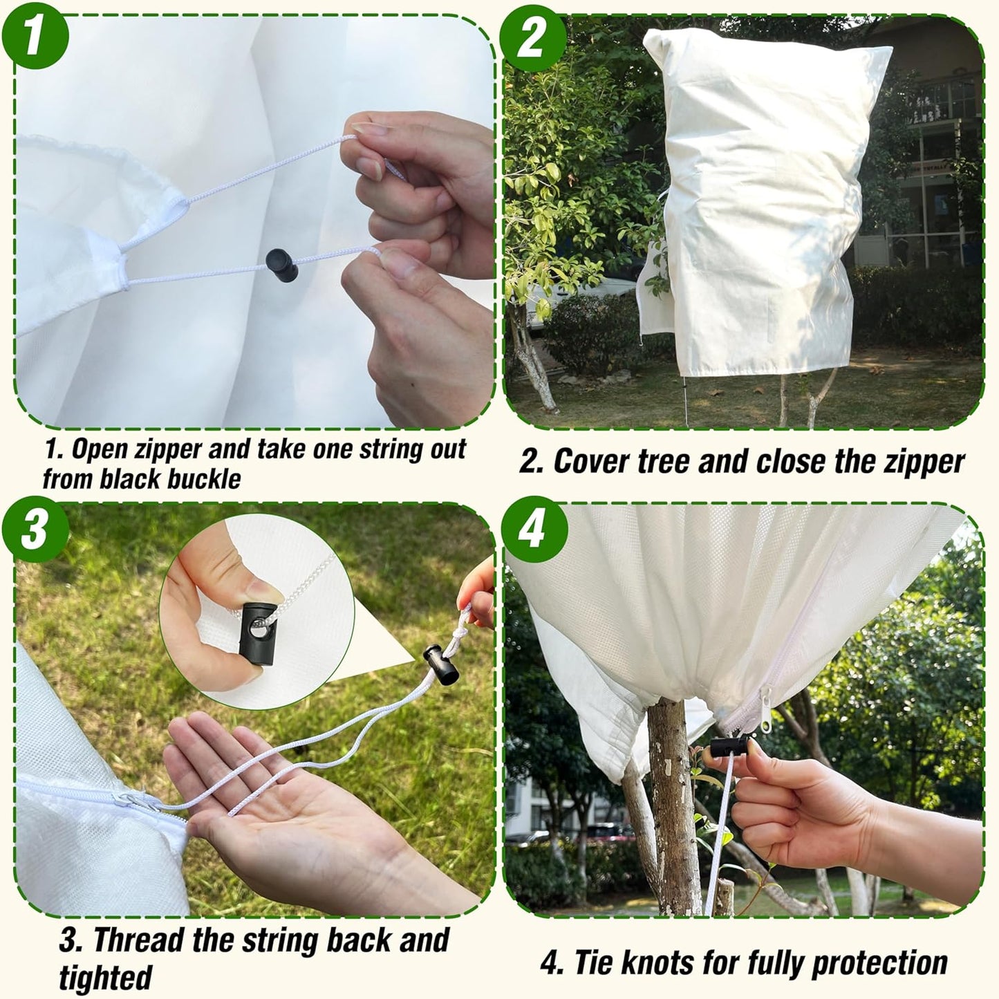 Gardzen 5-Pack Plant Cover Drawstring Tree Cover, Winter Freeze Plant Protection, Tree Jacket Frost Blanket for Outdoor Plants, 31" x 40"