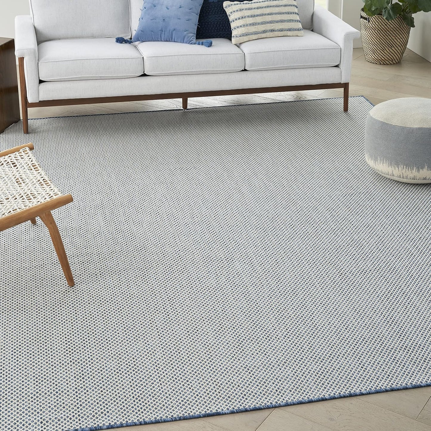 Nourison Home Courtyard 108" x 144" Fabric Indoor/Outdoor Rug in Ivory Blue