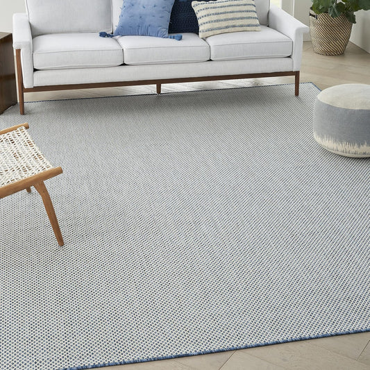 Nourison Home Courtyard 108" x 144" Fabric Indoor/Outdoor Rug in Ivory Blue