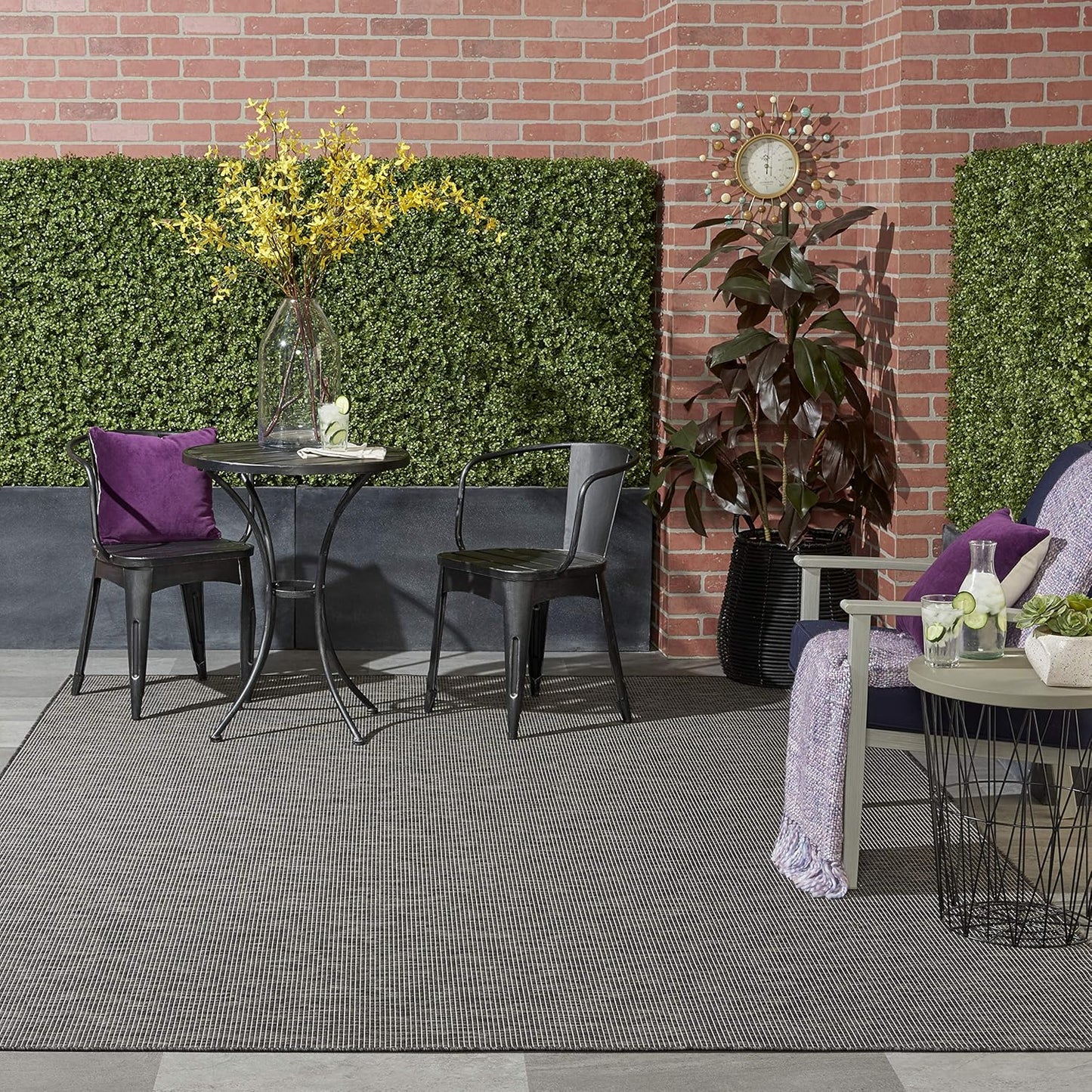 Nourison Home Positano 8' Runner Charcoal Fabric Modern Area Rug (8' Runner)