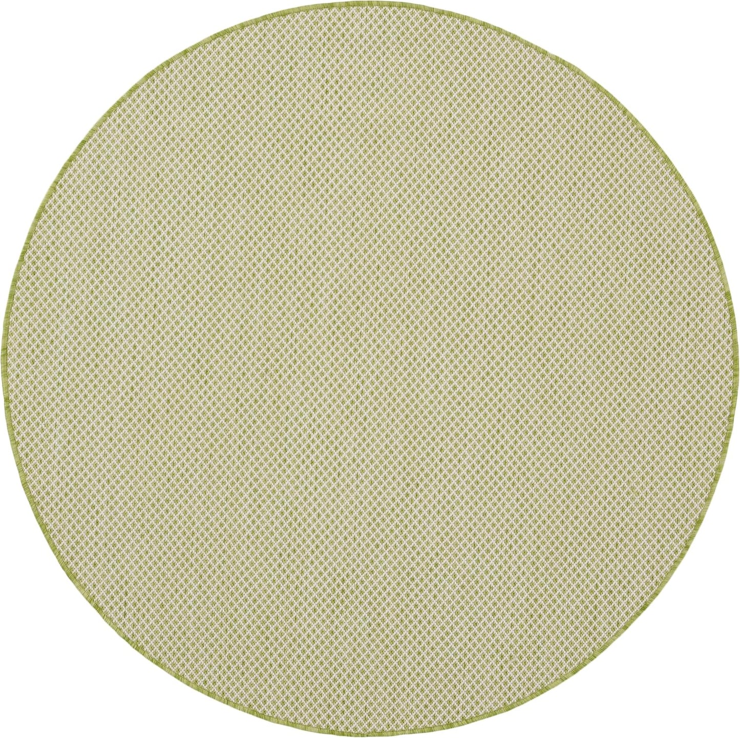 Nourison Home Courtyard Indoor/Outdoor Ivory Green 4' x Round Area Rug, Easy Cleaning, Non Shedding, Bed Room, Living Room, Dining Room, Backyard, Deck, Patio (4 Round)