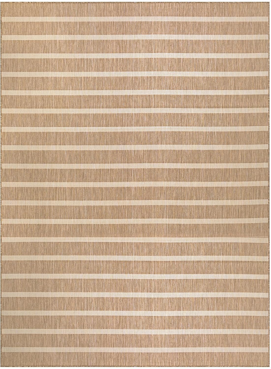 Nourison Home Positano Indoor/Outdoor Beige Ivory 8' x 10' Area Rug, Easy Cleaning, Non Shedding, Bed Room, Living Room, Dining Room, Backyard, Deck, Patio (8x10)