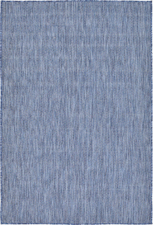 Unique Loom Collection Casual Transitional Solid Heathered Indoor/Outdoor Flatweave Area Rug (4' 1" x 6' 1" Rectangle, Blue/Navy Blue)