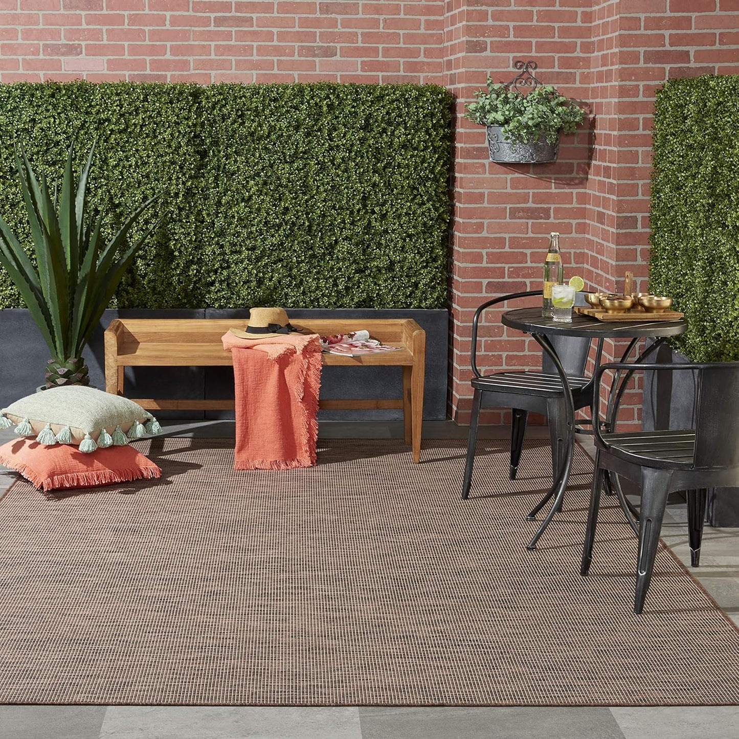 Nourison Positano Indoor/Outdoor Natural 2'2" x 12' Area Rug, Easy Cleaning, Non Shedding, Bed Room, Living Room, Dining Room, Backyard, Deck, Patio (2x12)