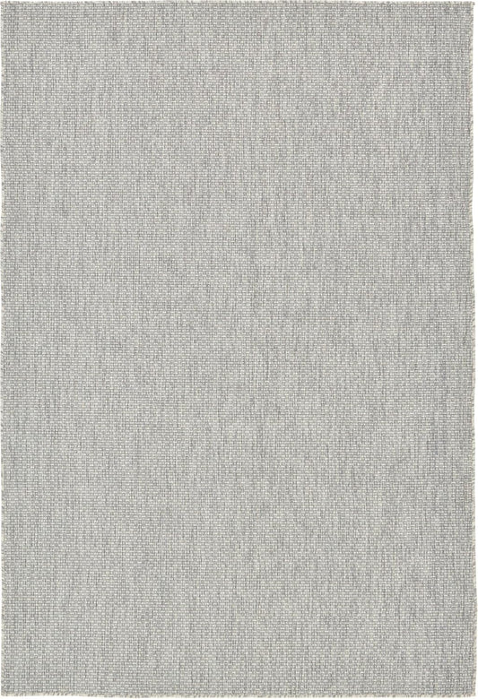 Unique Loom Collection Casual Transitional Solid Heathered Indoor/Outdoor Flatweave Area Rug (6' 1" x 9' Rectangle, Light Gray/Ivory)
