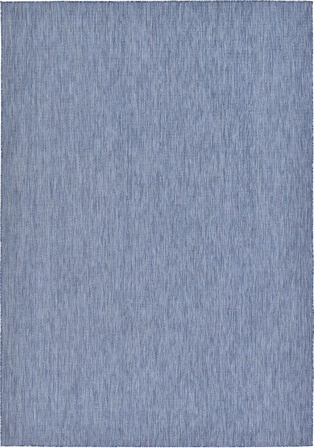 Unique Loom Collection Casual Transitional Solid Heathered Indoor/Outdoor Flatweave Area Rug (8' x 11' 4" Rectangle, Blue/Navy Blue)