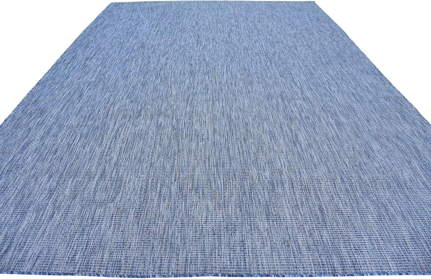 Unique Loom Collection Casual Transitional Solid Heathered Indoor/Outdoor Flatweave Area Rug (9' x 12' Rectangle, Blue/Navy Blue)