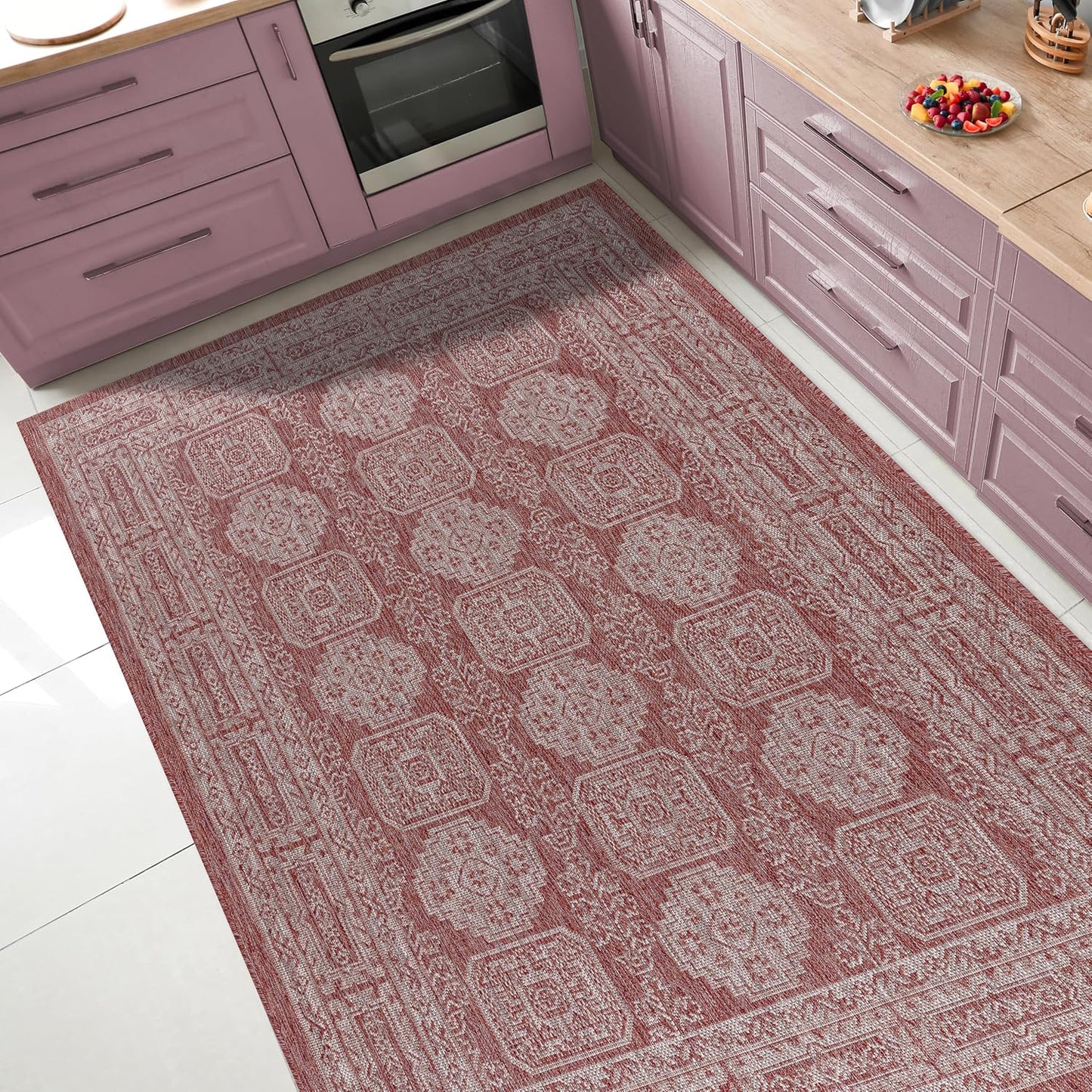 Keen Home Design Terrace Outdoor Area Rug - 5x8 Washable Indoor/Outdoor Rug for Patio, Kitchen, Balcony, Beach, Garden, Deck and Porch, Size: 5'3"x7'7"