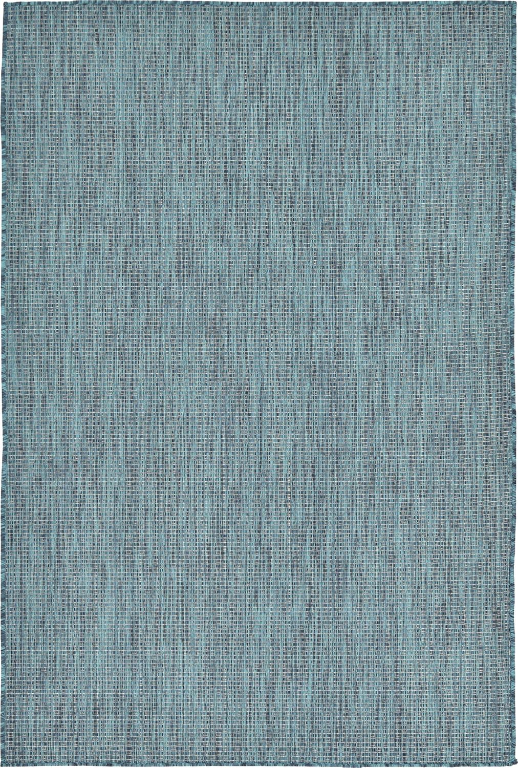 Unique Loom Collection Casual Transitional Solid Heathered Indoor/Outdoor Flatweave Area Rug (4' 1" x 6' 1" Rectangle, Teal/Navy Blue)