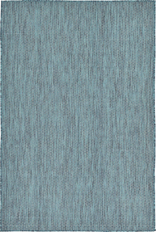 Unique Loom Collection Casual Transitional Solid Heathered Indoor/Outdoor Flatweave Area Rug (4' 1" x 6' 1" Rectangle, Teal/Navy Blue)