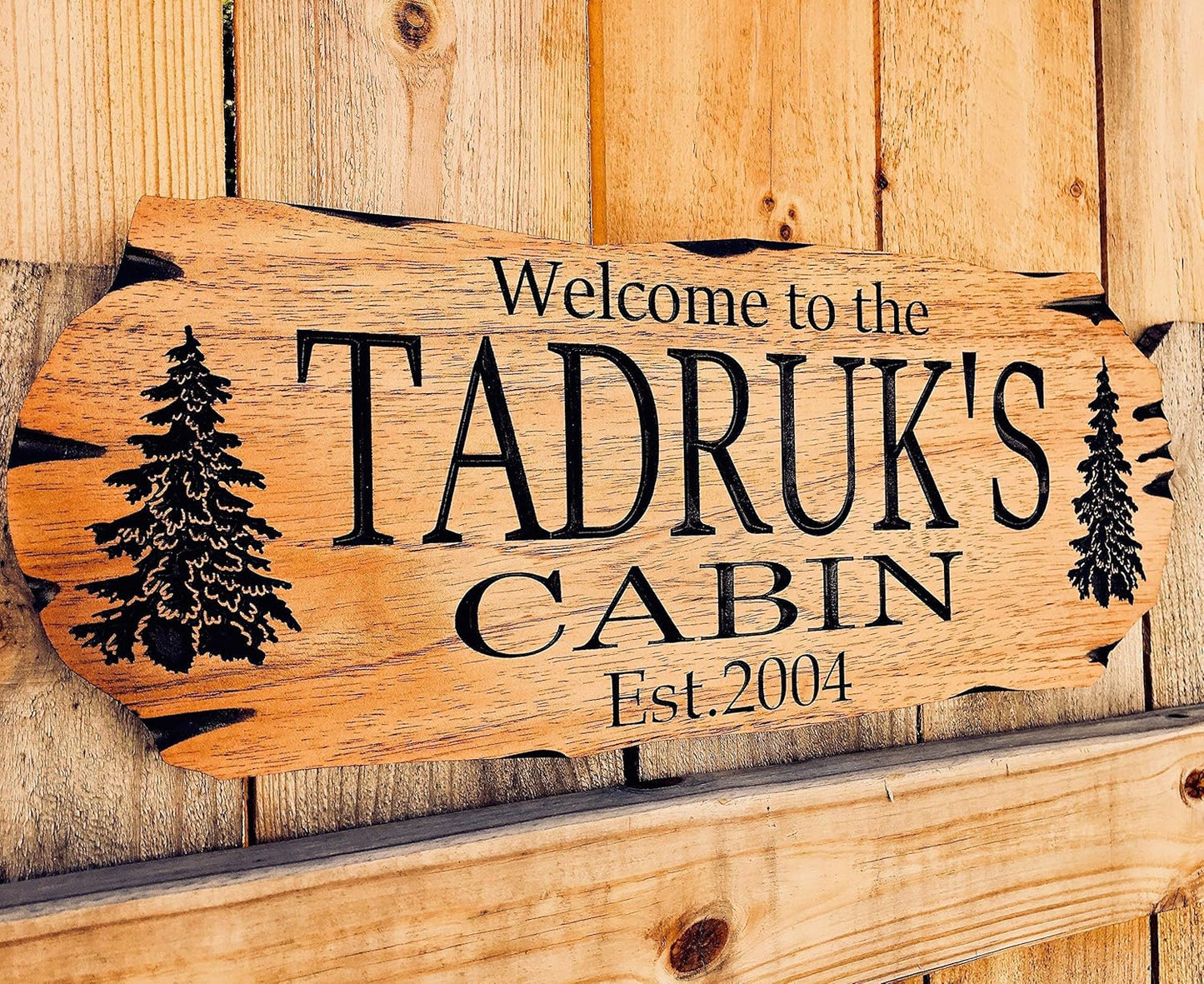 Personalized Cabin Sign Outdoor Wood Sign Welcome Sign Rustic Decor Custom Wood Sign