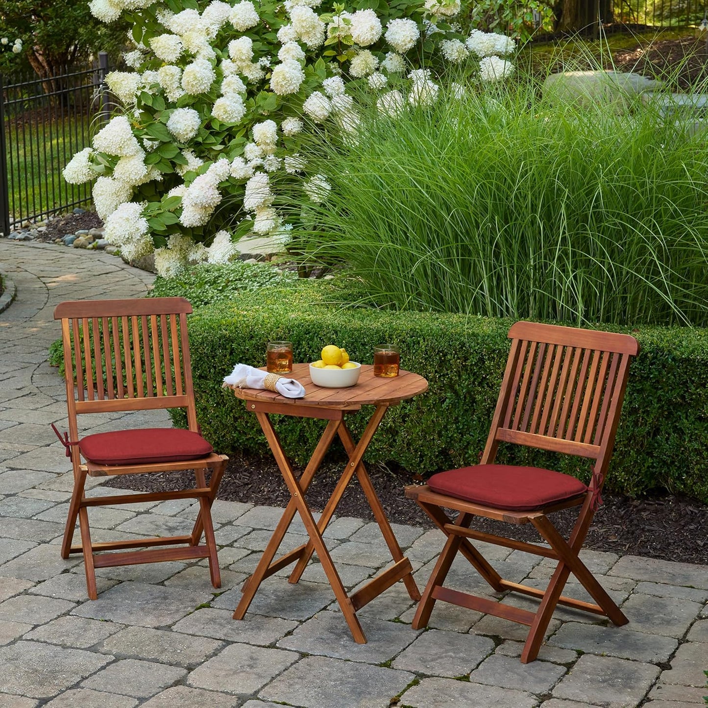 Arden Indoor/Outdoor Foam Seat Pad, 2 Pack, 17 x 16, Patio Cushion, Water Repellent, Fade Resistant, Foam Cushion Ruby Red Leala