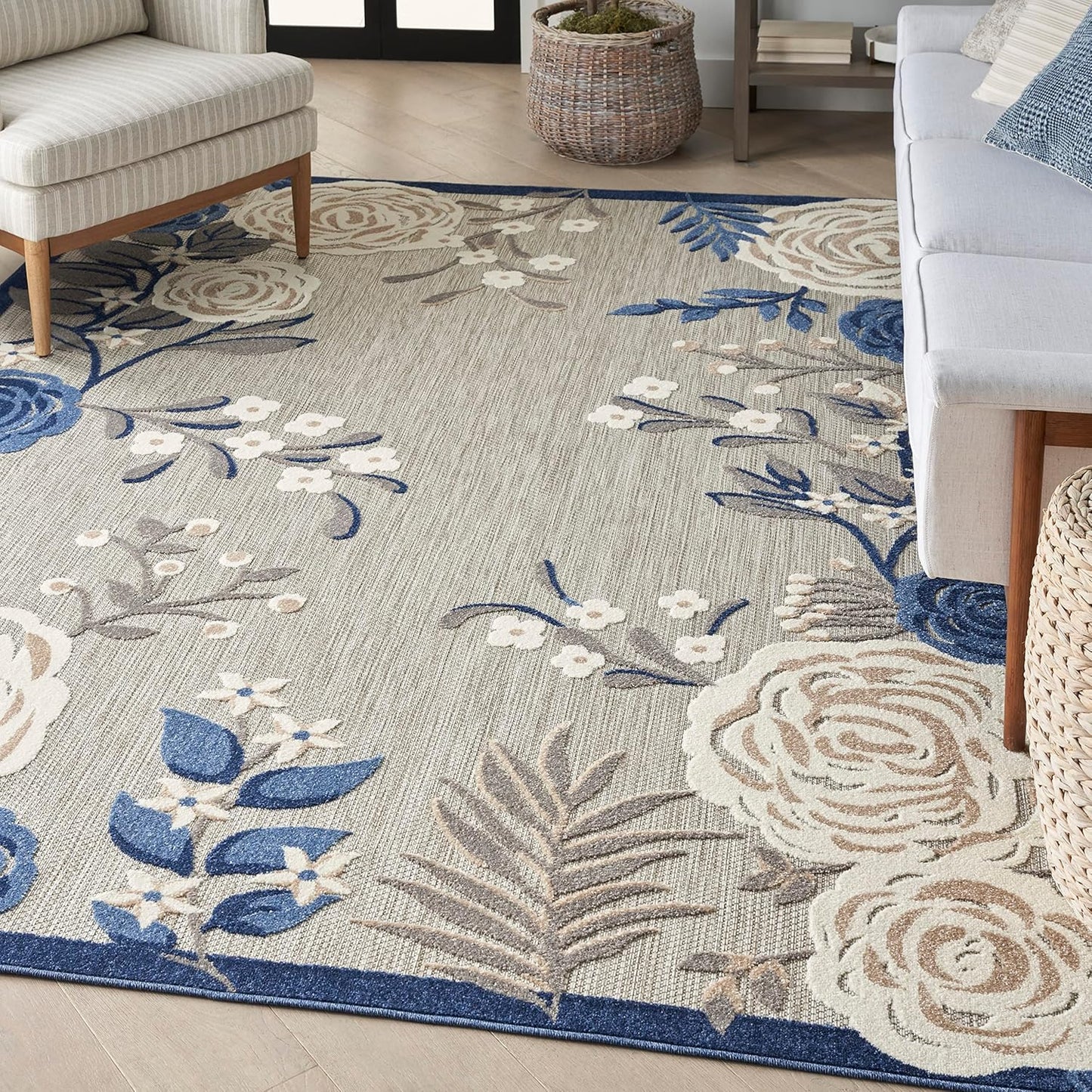 Nourison Aloha 5' x 8' Blue Gray Fabric Contemporary Area Rug (5' x 8')
