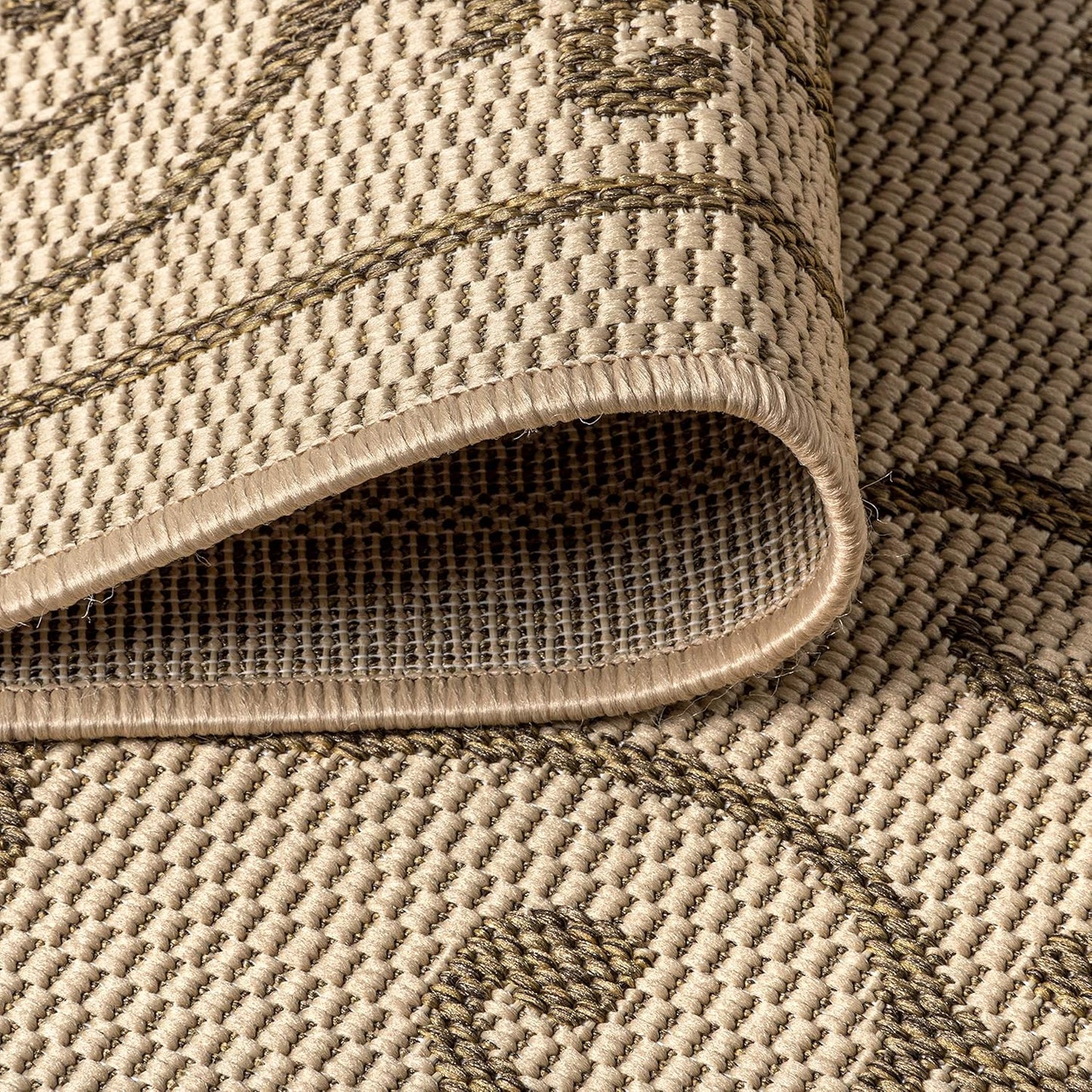 JONATHAN Y SMB106A-5R Charleston Vintage Filigree Textured Weave Indoor Outdoor Area Rug Classic Coastal Easy-Cleaning Bedroom Kitchen Backyard Patio Non Shedding, 5' Round, Beige/Brown