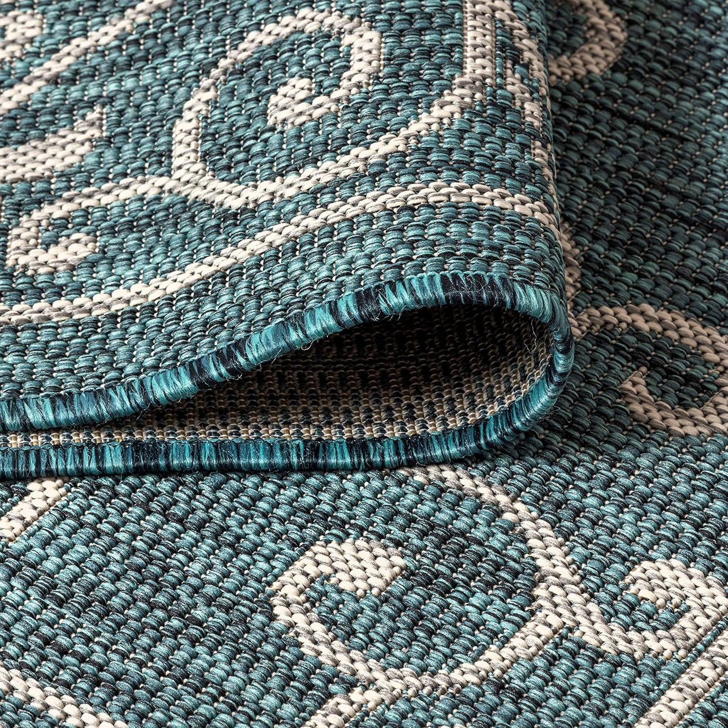 JONATHAN Y SMB106F-4 Charleston Vintage Filigree Textured Weave Indoor/Outdoor Teal/Gray 4 ft. x 6 ft. Area Rug, Classic,Easy-Cleaning,HighTraffic,LivingRoom,Backyard, Non Shedding