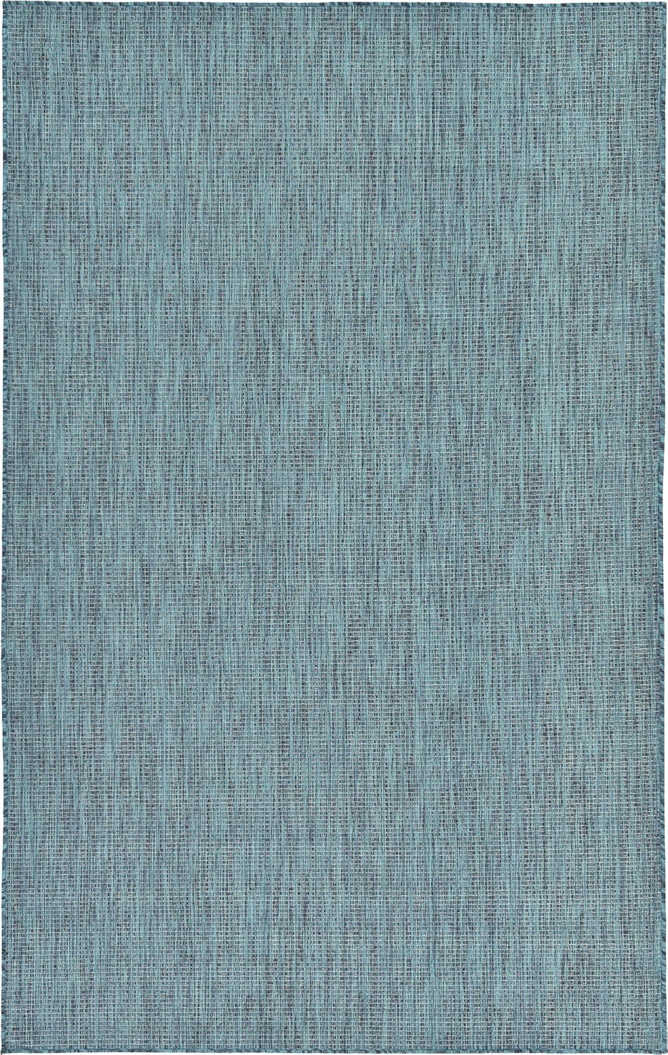 Unique Loom Collection Casual Transitional Solid Heathered Indoor/Outdoor Flatweave Area Rug (5' 3" x 8' Rectangle, Teal/Navy Blue)