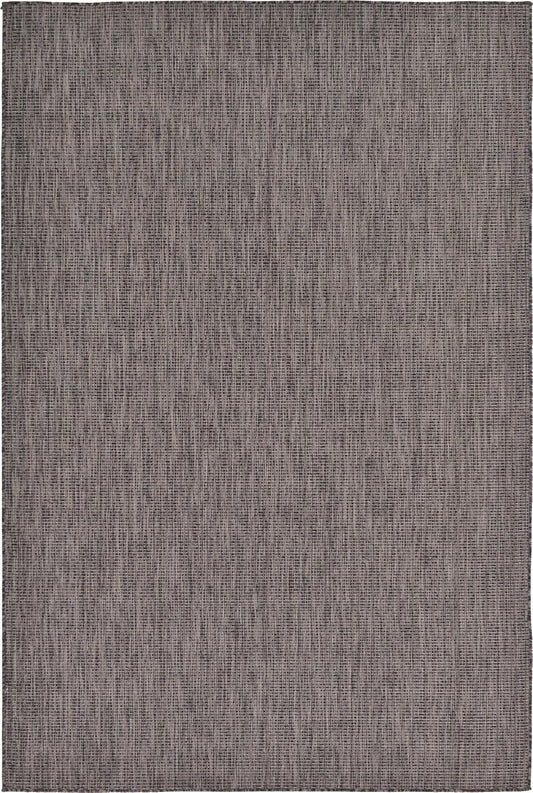 Unique Loom Collection Casual Transitional Solid Heathered Indoor/Outdoor Flatweave Area Rug (6' 1" x 9' Rectangle, Black/Ivory)