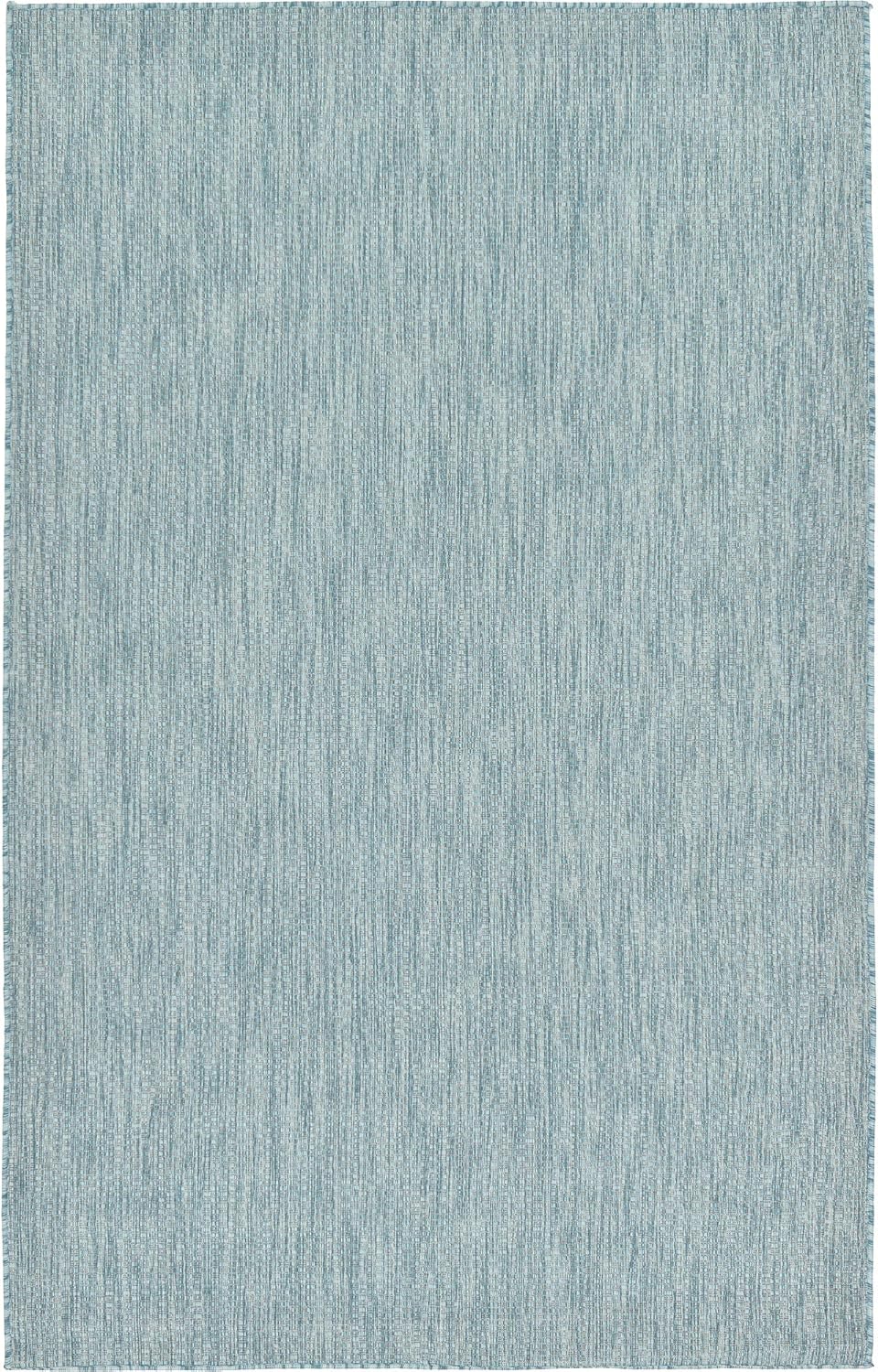 Unique Loom Collection Casual Transitional Solid Heathered Indoor/Outdoor Flatweave Area Rug (5' 3" x 8' Rectangle, Aquamarine/Ivory)